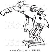 Vector of a Cartoon Weird Monster - Coloring Page Outline by Toonaday