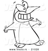 Vector of a Cartoon Welcoming Penguin - Coloring Page Outline by Toonaday