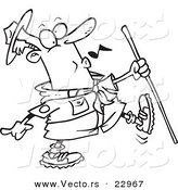 Vector of a Cartoon Whistling Scout Master - Coloring Page Outline by Toonaday