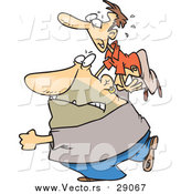Vector of a Cartoon White Male Bouncer Throwing a Man by Toonaday