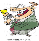Vector of a Cartoon White Male Game Show Host Reading a Card by Toonaday