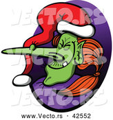 Vector of a Cartoon Witch Wearing a Santa Hat by Zooco