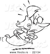Vector of a Cartoon Woman Racing in a Sack - Outlined Coloring Page by Toonaday