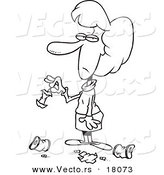 Vector of a Cartoon Woman Standing in Litter - Outlined Coloring Page by Toonaday