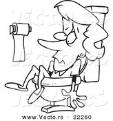 Vector of a Cartoon Woman Stuck in a Toilet - Outlined Coloring Page by Toonaday