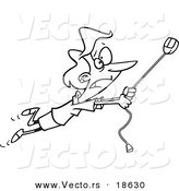 Vector of a Cartoon Woman Swinging on a High Speed Internet Computer Mouse - Outlined Coloring Page by Toonaday