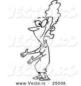 Vector of a Cartoon Woman with Open Arms Waiting to Receive a Hug - Outlined Coloring Page by Toonaday