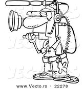 Vector of a Cartoon Working Camera Man - Coloring Page Outline by Toonaday