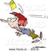 Vector of a Cartoon Yellow Memo Paper Hitting Worker on the Back of Her Head by Toonaday