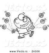 Vector of a Cartoon Yo Yo Boy Boy Black and White Outline - Outlined Coloring Page by Toonaday