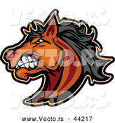 Vector of a Challenging Cartoon Brown Horse Character by Chromaco