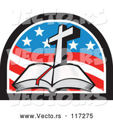 Vector of a Christian Cross and Open Bible in an American Flag Arch by Patrimonio