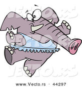 Vector of a Clumsy Cartoon Ballerina Elephant Dancing in a Blue Tutu by Toonaday