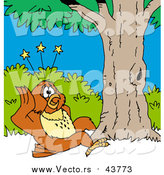 Vector of a Clumsy Owl Seeing Stars After Falling out of or Flying into a Tree Due to Poor Eye Sight by LaffToon
