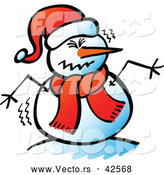 Vector of a Cold Cartoon Snowman Shaking by Zooco