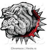 Vector of a Combative Cartoon Bulldog Mascot Wearing Spiked Red Collar by Chromaco