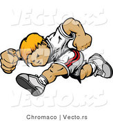 Vector of a Compeitive Boy Running Forward in a Race by Chromaco