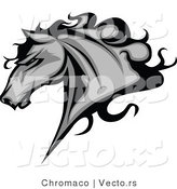 Vector of a Competitive Alpha Horse Running - Grayscale Version by Chromaco