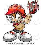 Vector of a Competitive Cartoon Lacrosse Mascot Boy Holding a Stick by Chromaco