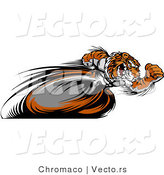 Vector of a Competitive Cartoon Tiger Mascot Racing - Motion Blurred Hind Legs by Chromaco