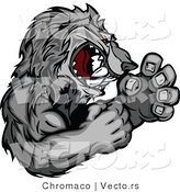 Vector of a Competitive Gray Wolf Mascot in Fighting Stance by Chromaco