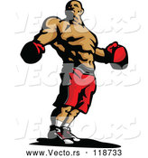 Vector of a Confident Confident Male Boxer Wearing Gloves and Shorts by Chromaco