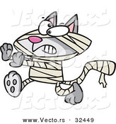 Vector of a Creepy Cartoon Mummy Cat Walking Forward with Arms out on Halloween by Toonaday