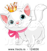 Vector of a Crowned Cartoon White Kitten by Pushkin
