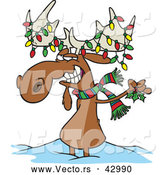 Vector of a Decorated Cartoon Christmas Moose by Toonaday