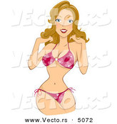 Vector of a Dirty Blond Girl Wearing a Dark Pink Bikini Outside by BNP Design Studio
