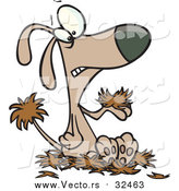 Vector of a Dog with Alopecia, Sitting on a Pile of Hair by Toonaday