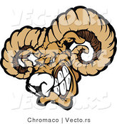 Vector of a Dominant Ram Mascot Gritting Teeth and Preparing to Charge by Chromaco