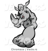 Vector of a Dominant Rhino Mascot Moving Forward with Intimidating Red Eyes by Chromaco