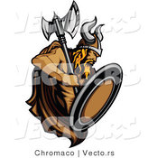 Vector of a Dominant Viking Warrior with Axe and Shield by Chromaco