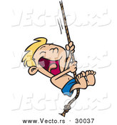 Vector of a Excited Boy Singing on a Rope - Cartoon Summer Style by Toonaday