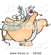 Vector of a Fat Cartoon Cupid Preparing to Shoot Love Arrow with Bow by Toonaday