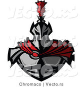Vector of a Fearsome Knight Wearing Metal Armor and a Red Cape by Chromaco