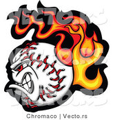 Vector of a Flaming Fast Baseball Cartoon Character by Chromaco