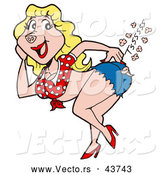 Vector of a Flirting Pin-up Cartoon Female Pig with a Sizzling Hot Butt by LaffToon