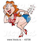 Vector of a Flirty Cartoon Brunette Pig with a Nice Butt by LaffToon