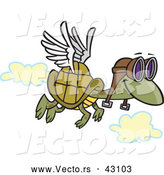 Vector of a Flying Cartoon Turtle Wearing Pilot Goggles and a Set of Wings Attached to His Shell by Toonaday