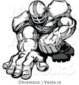 Vector of a Football Player Crouched down and Ready to Charge Forward by Chromaco