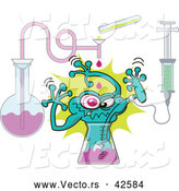 Vector of a Freaky Cartoon Mutant Creature Being Born from a Test Tube in a Science Lab by Zooco