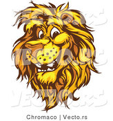 Vector of a Friendly Cartoon Male Lion Mascot Smiling by Chromaco