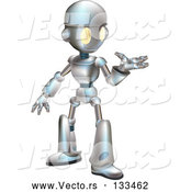 Vector of a Friendly Futuristic Robot Gesturing with One Hand by AtStockIllustration