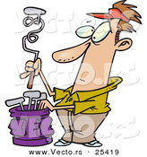 Vector of a Frusterated Cartoon Golfer Pulling a Bent Golf Club from His Bag of Clubs by Toonaday