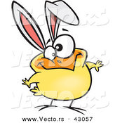 Vector of a Goofy Cartoon Easter Chick Wearing Bunny Ears by Toonaday