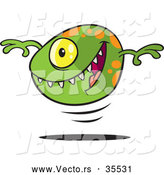 Vector of a Green Bouncing Cartoon Cyclops Monster Ball Smiling with Sharp Teeth by Toonaday
