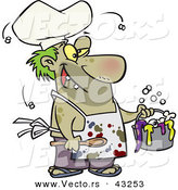 Vector of a Gross Cartoon Chef Serving a Nasty Stew by Toonaday
