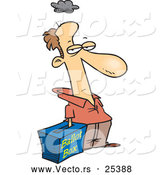 Vector of a Grumpy Cartoon Man Voting at a Ballot Box by Toonaday
